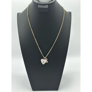 Vintage 1976 Avon Key to My Heart Rose Quartz Gold Toned Lock and Key Necklace